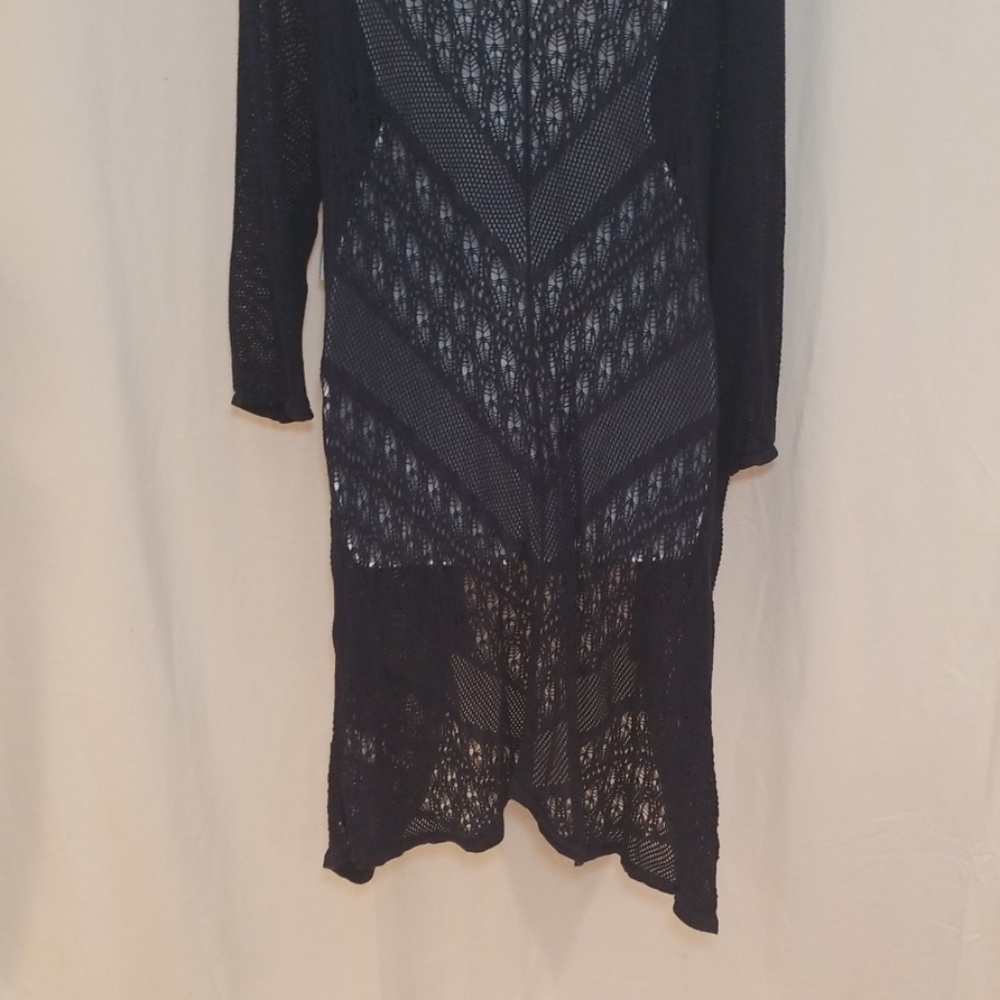 Blue crochet long cardigan coverup 3X - Picture 5 of 8